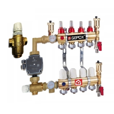 Rozdzielacz 4 z Grupą Pompową do Podłogówki 2,3 Kvs Afriso